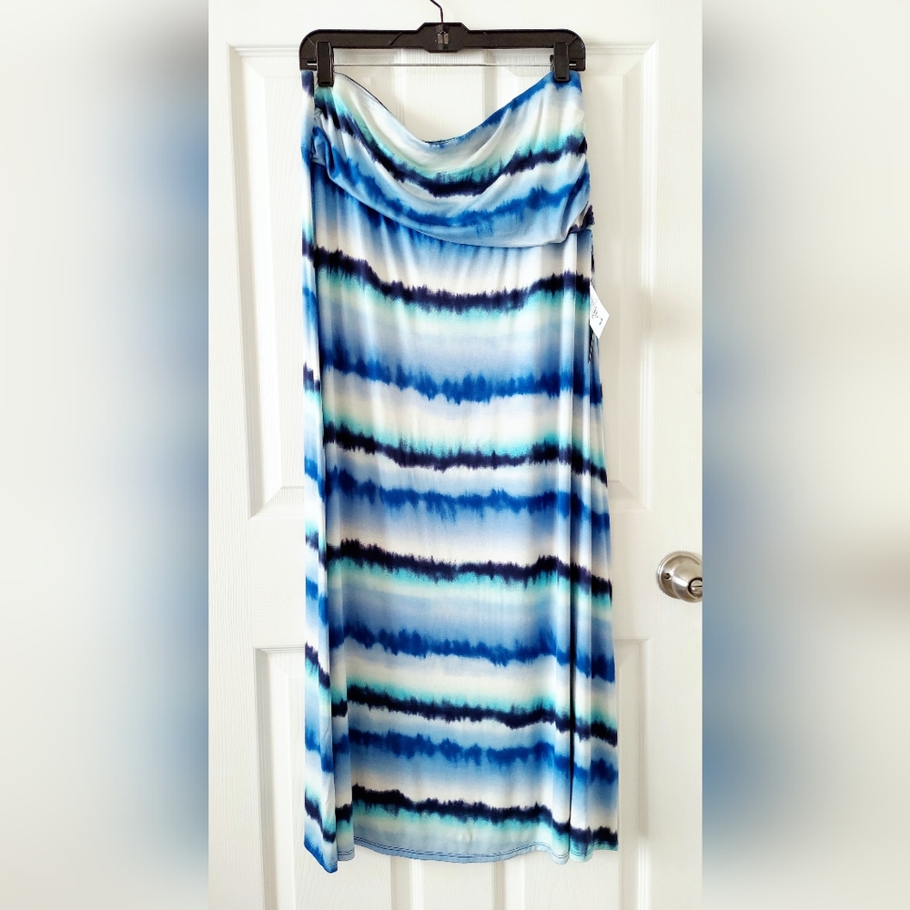 Ing Collections Watercolor Striped Maxi Skirt. Made in USA
